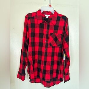 Walmart Red and Black Plaid Long Sleeve Shirt